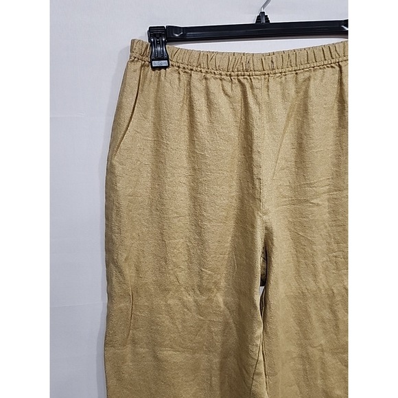 J. Jill Linen Pants‎ Womens Medium Khaki, 27 Inseam Wide Leg Boho Elastic Waist - Picture 2 of 16
